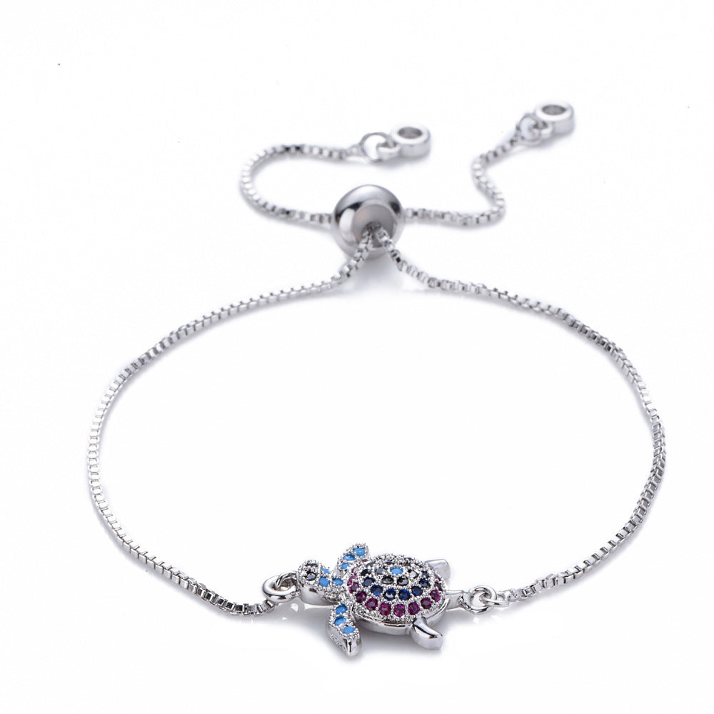 Colorful Sea Turtle Pendant Bracelet, Turtle Bracelet