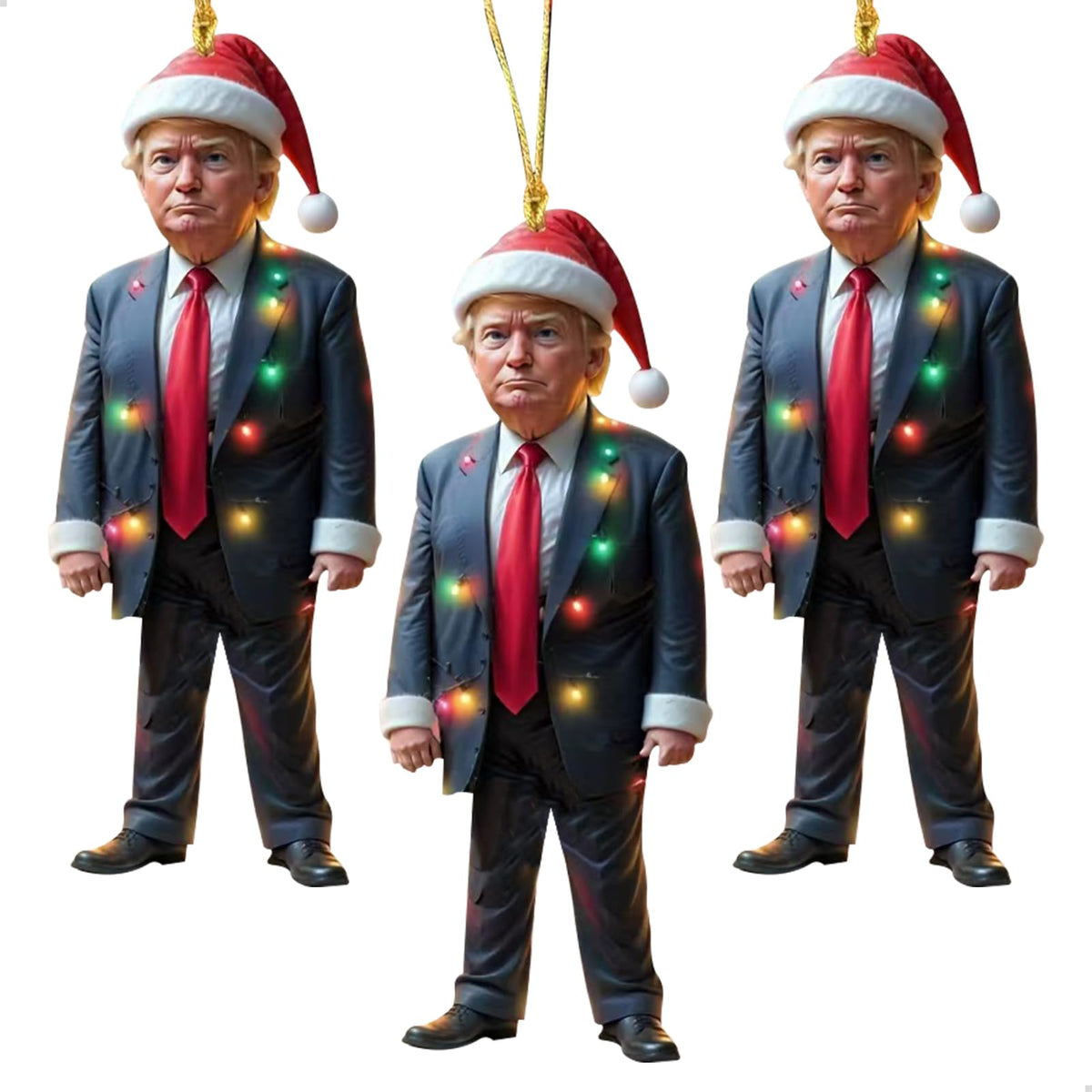 3 PCS Trump Ornament Weird & Funny Trump Cartoon Hanging Decorations 2D Acrylic Trump Home Decoration Pendant Trump Supporters Decor Hanging Ornament for Car Rear-View Mirror